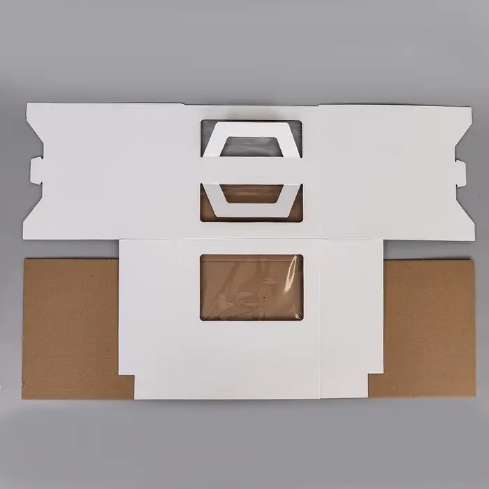 Коробка под торт 2 окна, с ручками, белая, 26&times;26&times;30 см