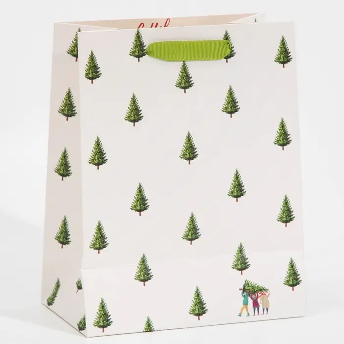 Пакет подарочный новогодний ламинированный «Ёлочки», MS 18 х 23 х 10 см