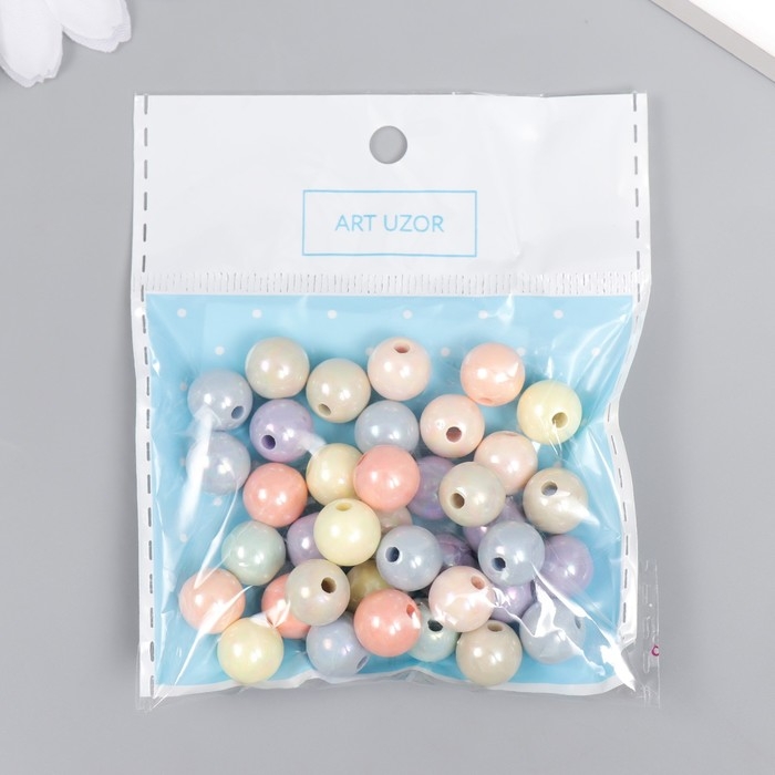 Бусины для творчества пластик "Перламутр пастельных тонов" набор 20 гр  d=1 см