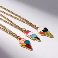 Кулоны парные на цепочке &laquo;Виды мороженого&raquo;, 45 см, цветные в золоте