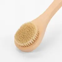 Щётка массажная для тела, из натуральной щетины, круглая, с ручкой, гладкая
