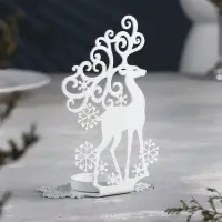 Подсвечник "Олень" металл на одну свечу, 6,5х9,6х14,5 см, белый