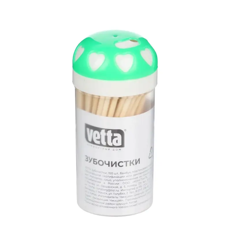 Зубочистки тм VETTA, бамбук, пластиковая упаковка, 100шт