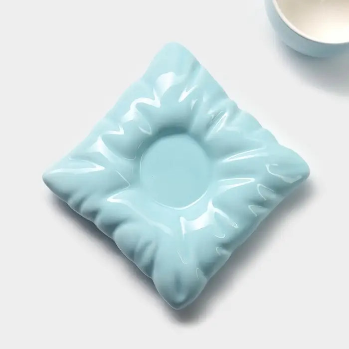 Чайная пара &laquo;Зефирка&raquo;, 3 предмета: чашка 250 мл, блюдце d=13.7 см, ложка, керамика, голубая