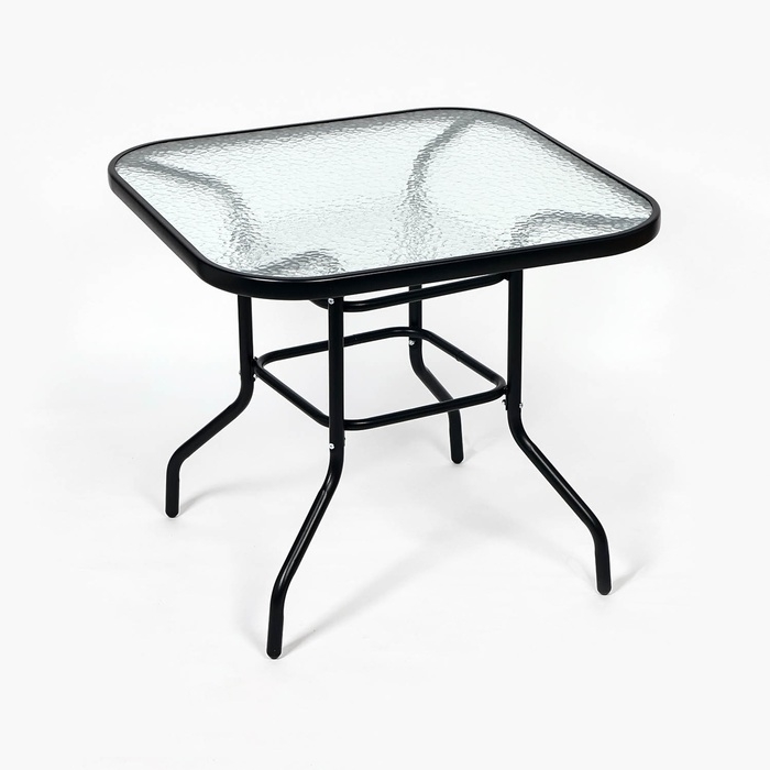 Набор садовой мебели: Стол квадратный 80 х 80 х 73 см и 2 стула черного цвета Набор садовой мебели: Стол квадратный 80 х 80 х 73 см и 2 стула черного цвета