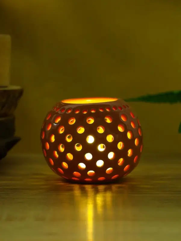 Аромалампа  "Шар" керамика, цв. коралловый, 8,5х8,5х8 см