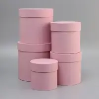 Набор круглых подарочных коробок 5 в 1 &laquo;Пыльная роза&raquo;, 20&times;20&times;20 - 11&times;11&times;11 см см