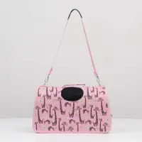 Сумка - переноска &laquo;Жирафы&raquo;, размер S, 37.5&times;17&times;22 см, каркасная, розовая