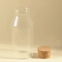 Графин SL Home Cork, 900 мл, 9&times;9&times;22 см, с пробковой крышкой, стекло, прозрачный