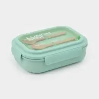 Ланч-бокс , 3 отделения, вилка и ложка, размер 22х16х6,5 см, цвет ментоловый