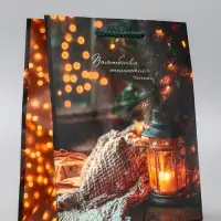 Пакет подарочный новогодний ламинированный, &laquo;Уют&raquo; , 18&times;10&times;22.3 см