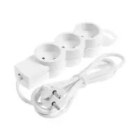 Удлинитель бытовой В приДАЧУ, 3 гнезда, 1,5м, 10 А, 2200 вт, ПВС 2&times;0,75мм2, без заземления, белый 10