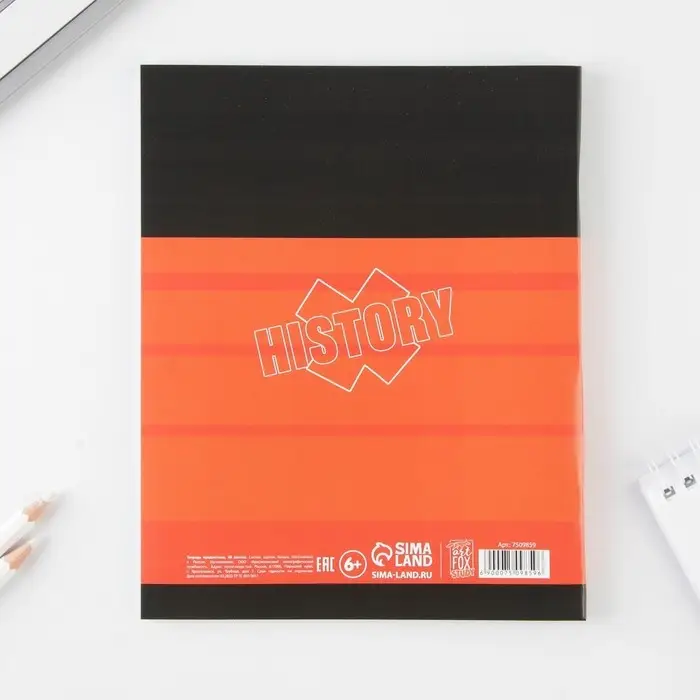 Тетрадь в клетку, предметная, 48 л.,на скрепке, А5 &laquo;ШРИФТЫ. История&raquo;