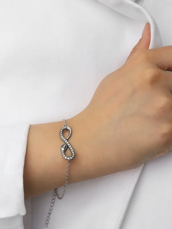 Браслет металл &laquo;Змея. Знак бесконечности&raquo;, L=18 см, цвет серебро