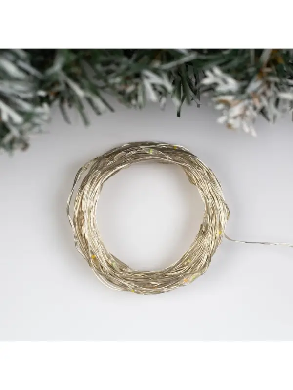 Гирлянда &laquo;Нить&raquo; 10 м, роса, IP20, серебристая нить, 100 LED, свечение мульти, 12 В