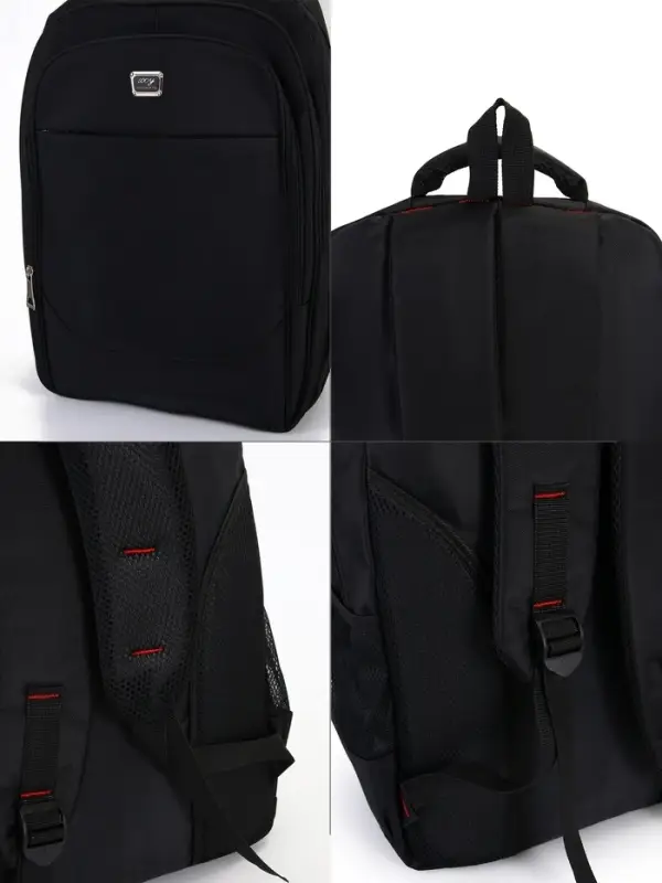 Рюкзак молодёжный на молниях, 2 отдела на молнии, с карманами, размер 37&times;17&times;54 см, чёрный