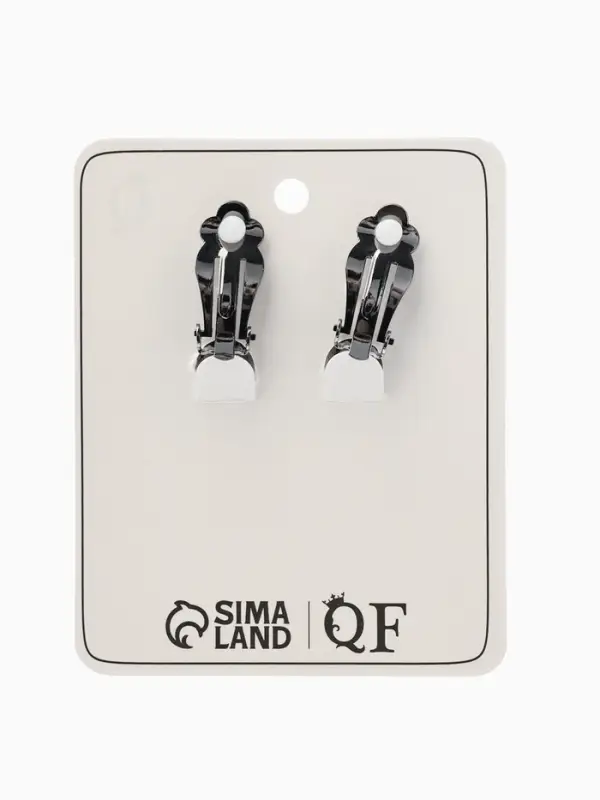 Серьги клипсы для ушей QF &laquo;Овал&raquo;, цвет серебро, серый