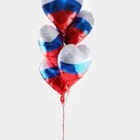 Воздушные шары фольгированные 18" &laquo;Сердце Триколор&raquo;, набор 5 штук