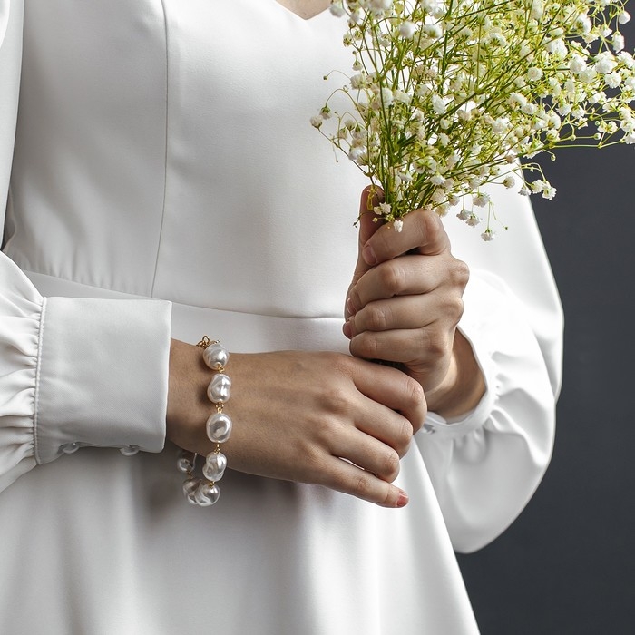 Браслет жемчуг «Барокко» с кругом, цвет белый в золоте, L=18 см Браслет жемчуг «Барокко» с кругом, цвет белый в золоте, L=18 см