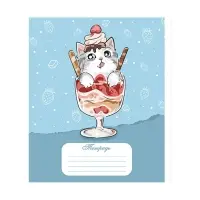 Тетрадь 18 листов в линию Calligrata "Котятки", обложка мелованная бумага, ВД-лак, блок №2 (серые листы) МИКС