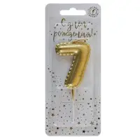Свеча в торт на шпажке "Воздушая цифра", цифра "7", золото