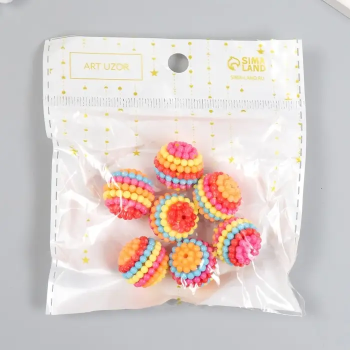 Бусины для творчества пластик «Ребристые полосатые», набор 15 г d=2 см Бусины для творчества пластик «Ребристые полосатые», набор 15 г d=2 см