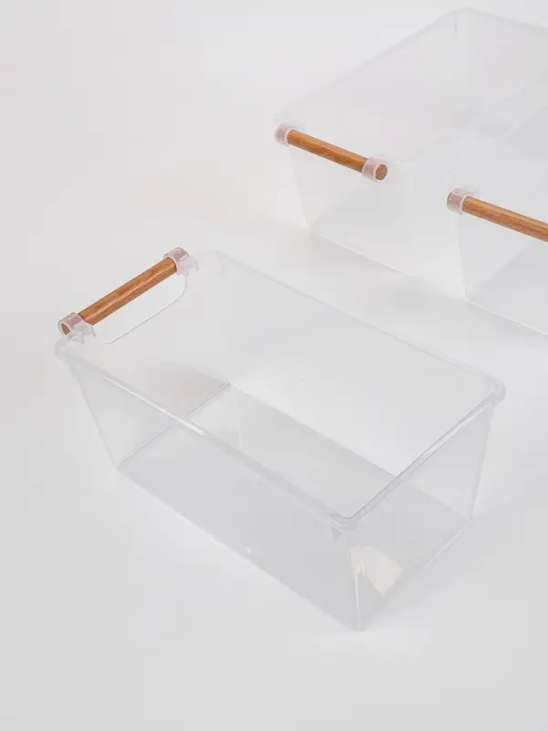 Корзины для хранения Wood Fusion, набор 3 шт.: 33&times;18&times;14 см, пластик, буковое дерево