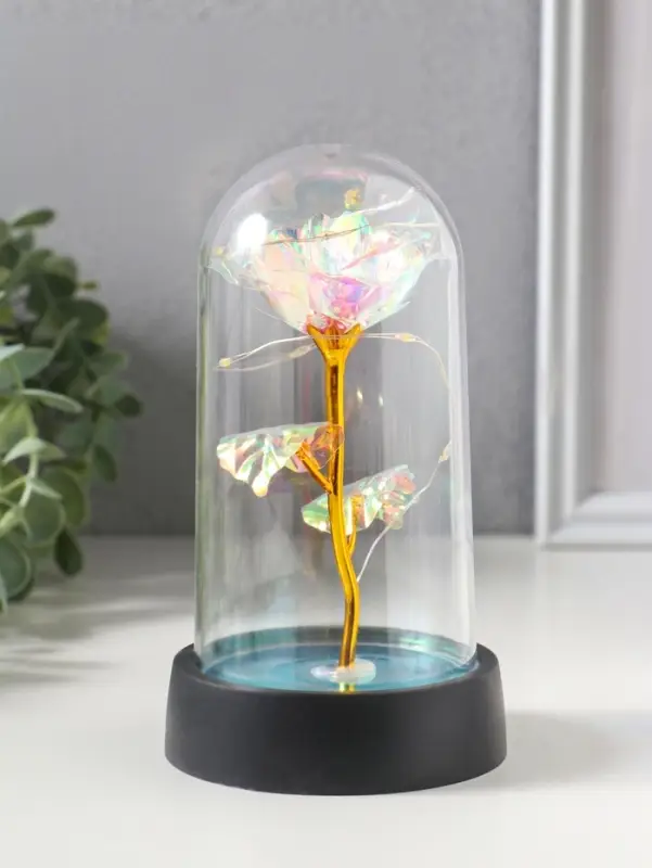 Фигурка световая колба RISALUX &laquo;Цветок&raquo;, LED-ночник, 3&times;AG10, белый, 8.5&times;8.5&times;15.5 см