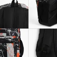 Рюкзак школьный на молнии, с карманами, с принтом, размер 30&times;13&times;42 см, чёрный/оранжевый