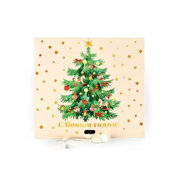 Коробка подарочная новогодняя складная двухсторонняя «Новогодняя ёлка», 20 х 18 х 5 см, Новый год Коробка подарочная новогодняя складная двухсторонняя «Новогодняя ёлка», 20 х 18 х 5 см, Новый год