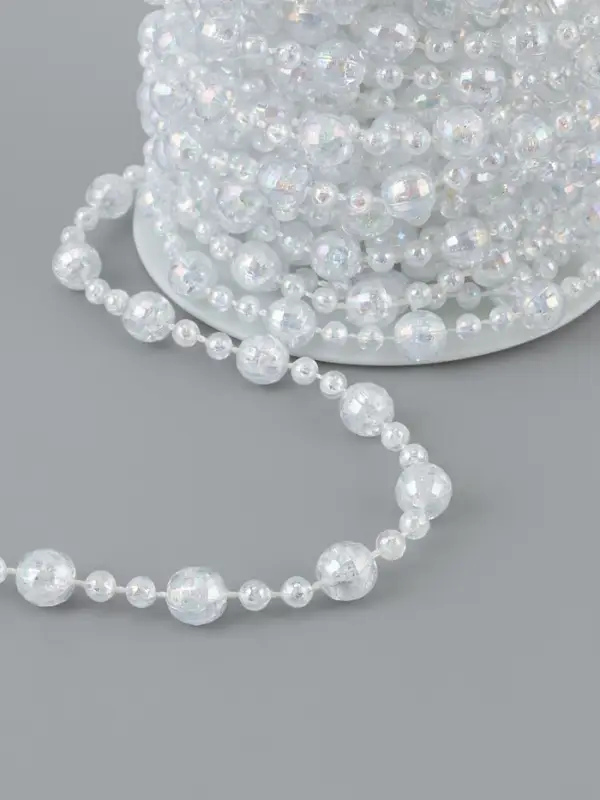 Бусы на нитях, с голографией, 8 мм, 9&plusmn;1 м, прозрачные