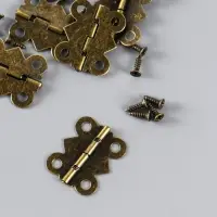Петля для шкатулки (ключницы), металл, фигурная, под бронзу, набор 6 шт., 1.5&times;2.1 см