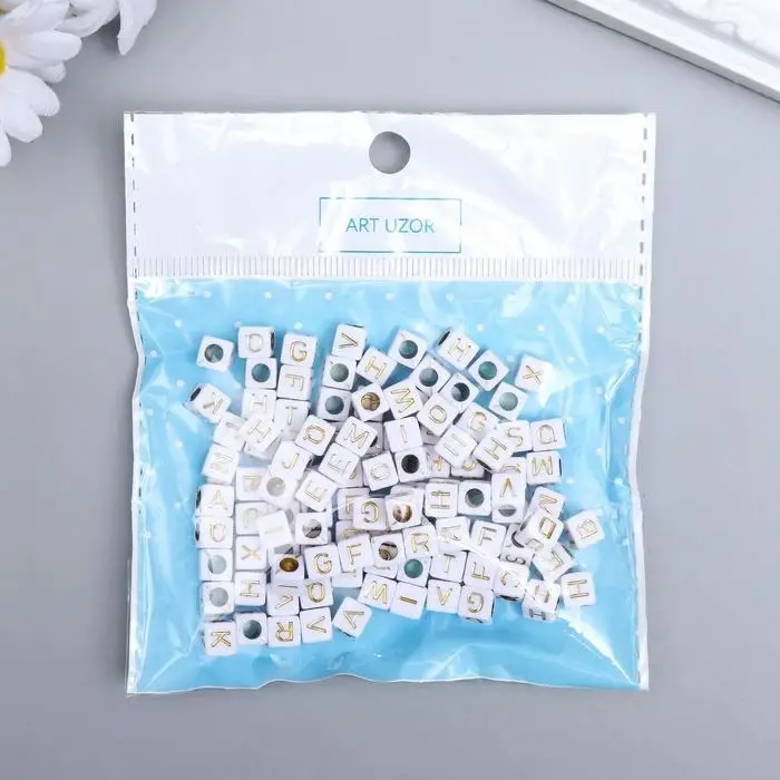 Бусины для творчества пластик  Бусины для творчества пластик "Буквы на кубике" набор 20 гр, 0,6х0,6 см