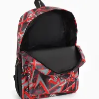 Рюкзак школьный на молнии, с карманами, с принтом, 30&times;13&times;42 см, чёрный