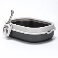 Лоток для кошек &laquo;Фур-Мур&raquo;, 48&times;35.5 см, с бортом и совком, покрытие софт-тач, смоки