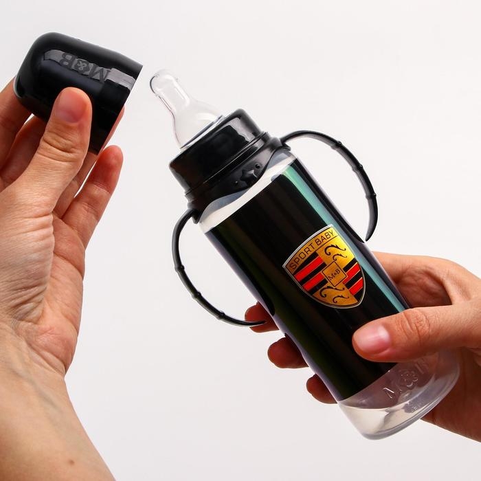 Бутылочка для кормления Sport car, классическое горло, от 0 мес, 250 мл., цилиндр, с ручками Бутылочка для кормления Sport car, классическое горло, от 0 мес, 250 мл., цилиндр, с ручками