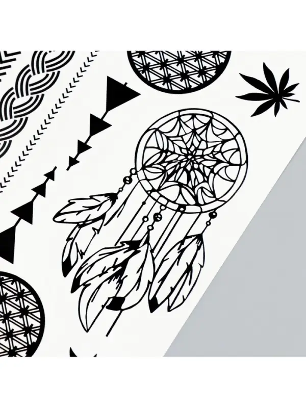 Переводные тату на тело чёрные «Ловец снов», 21×14.8 см