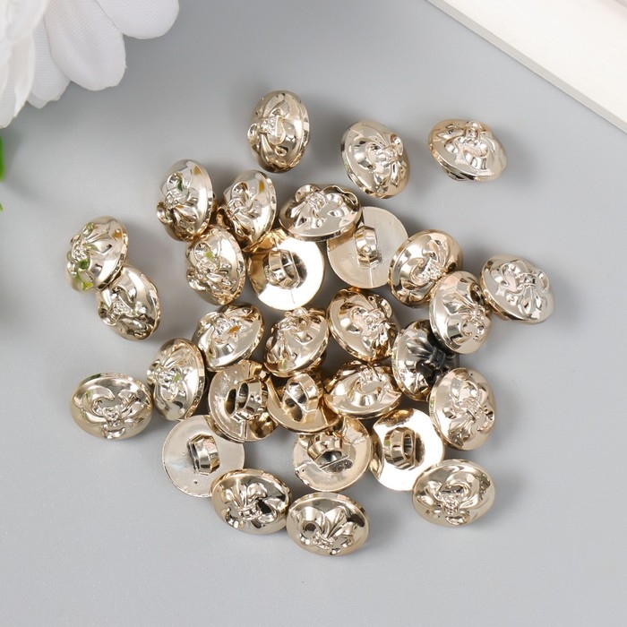 Пуговицы пластик для творчества на ножке Пуговицы пластик для творчества на ножке "Геральдическая лилия" золото набор 30шт 1,2х1,2 см 94135