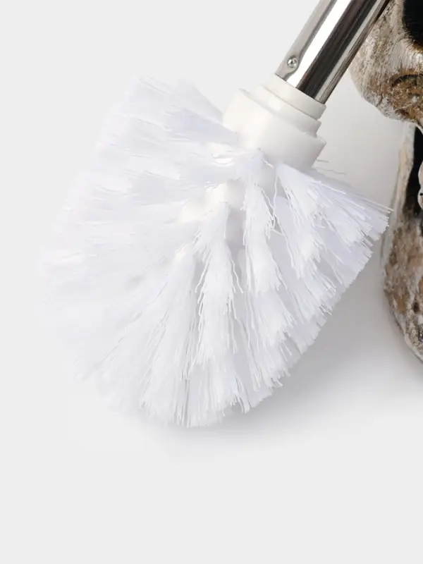 Ёршик для унитаза с подставкой &laquo;Череп&raquo;, стальная ручка, 16&times;15&times;22 см, белый