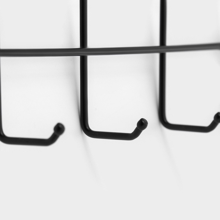 Полка для ванной Доляна, двухъярусная, 4 крючка, 47×25×14 см, чёрная Полка для ванной Доляна, двухъярусная, 4 крючка, 47×25×14 см, чёрная