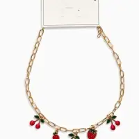 Цепь с подвесками &laquo;Вишня и клубника&raquo;, 40 см, красная в золоте