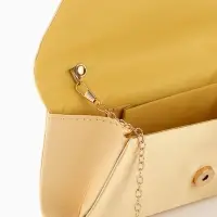 Сумка-клатч женская вечерняя на магните, на золотистой цепочке, однотонная, бежевая