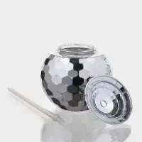 Стакан с крышкой и трубочкой Доляна &laquo;Сияние&raquo;, 600 мл, 11&times;11&times;10.5 см, серебристый
