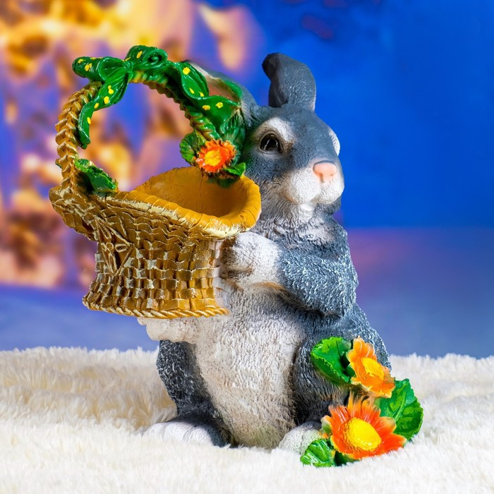 Садовая фигура  Садовая фигура "Зайка с лукошком" 29х26х32см