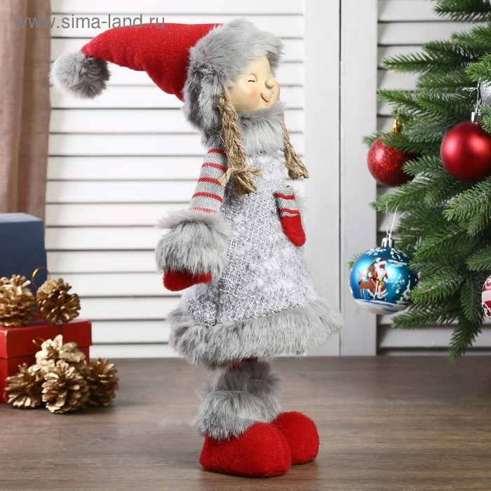 Кукла интерьерная Кукла интерьерная "Девочка в сером платьице с меховой отделкой" 46 см