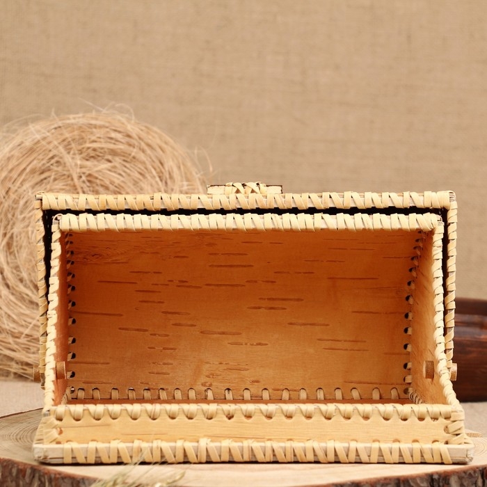 Хлебница Хлебница "Лесные птицы", 24,5 х 20 х 14,5 см, береста