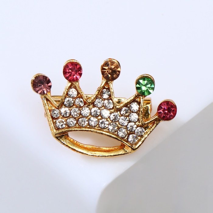 Брошь «Корона» радужная, цветная в жёлтом золоте (неделимая фасовка 12 шт., цена за шт.) Брошь «Корона» радужная, цветная в жёлтом золоте (неделимая фасовка 12 шт., цена за шт.)