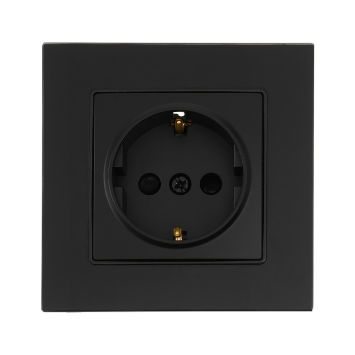 Розетка одноместная TOT Glossy Glass, 16 А, скрытая, с з/к, стекло, черная Розетка одноместная TOT Glossy Glass, 16 А, скрытая, с з/к, стекло, черная