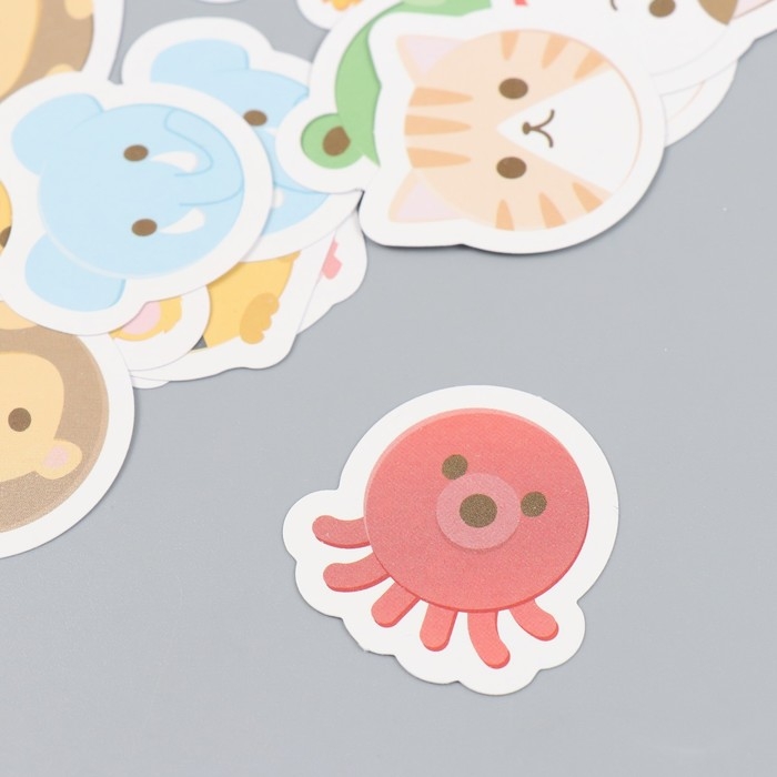 Наклейки для творчества Наклейки для творчества "Зверята-кругляши" набор 45 шт 4,4х4,4х1,1 см