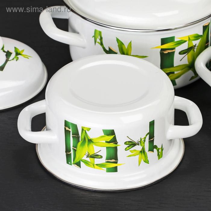 Набор эмалированных кастрюль &laquo;Бамбук&raquo;, 3 предмета: 1 л, 1,5 л, 2,3 л, индукция